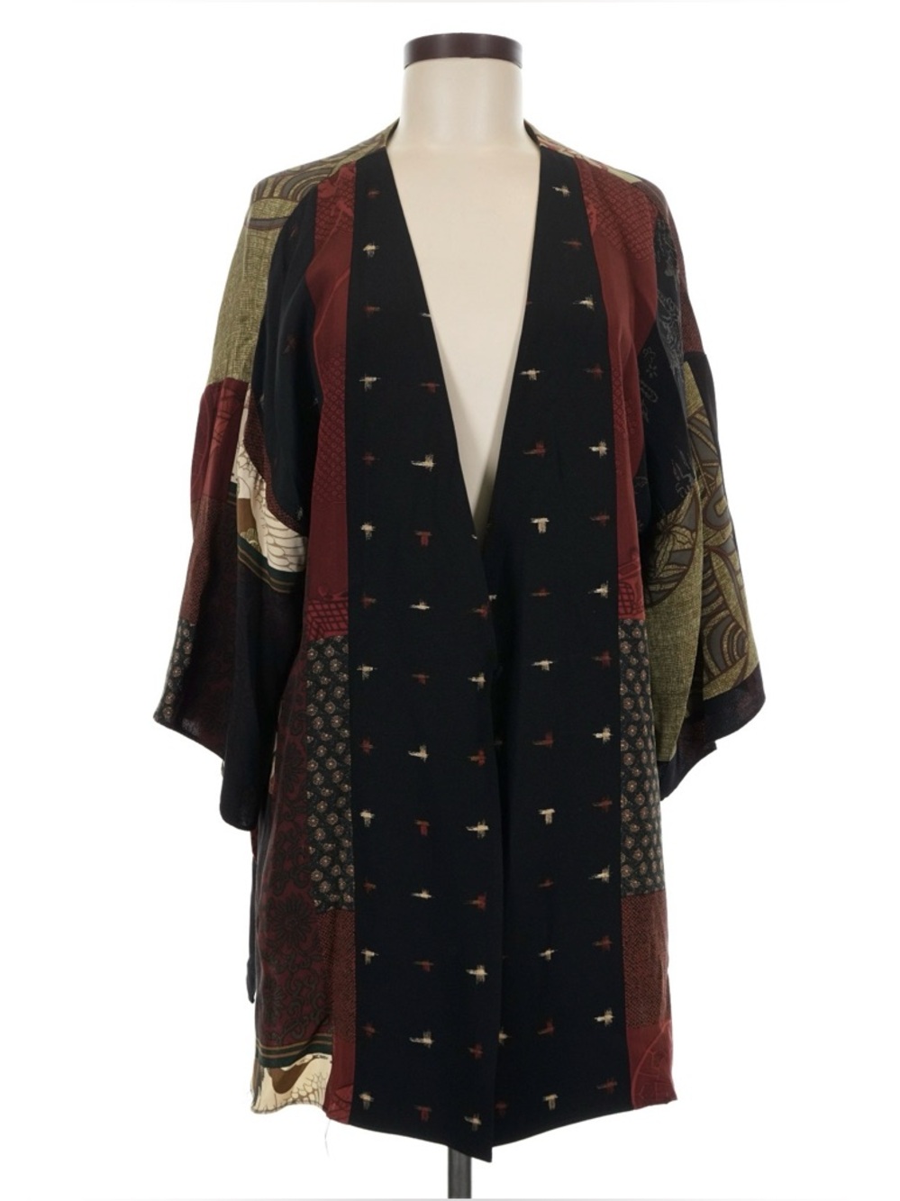 ANNE NAMBA 100% Silk Open Front Asian Kimono Jacket One Size EUC